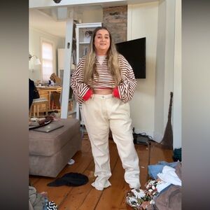 CREAM LEATHER PANTS PLUS SIZE RUNS BIG SIZE 18